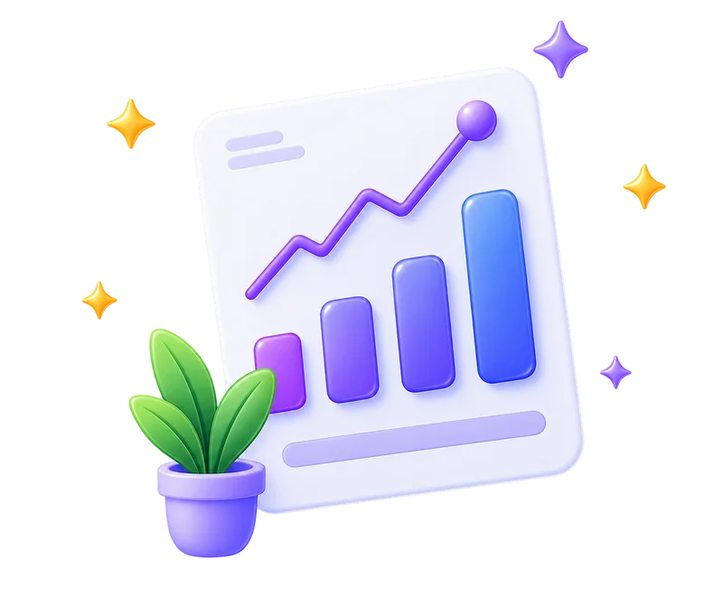 3D Productivity Report Chart Illustration