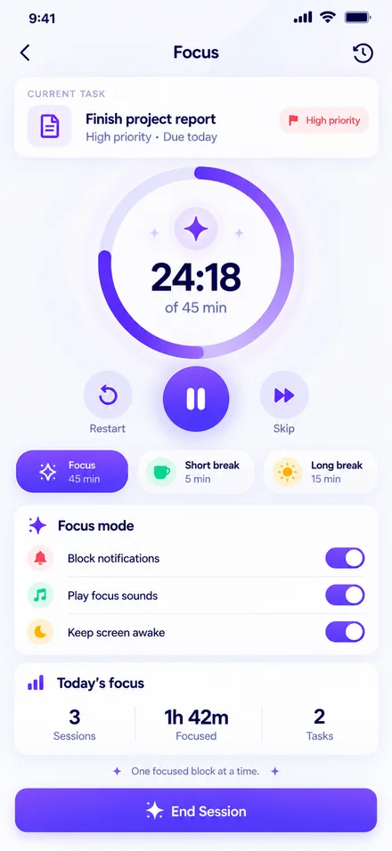 DoTicker Focus Pomodoro screen